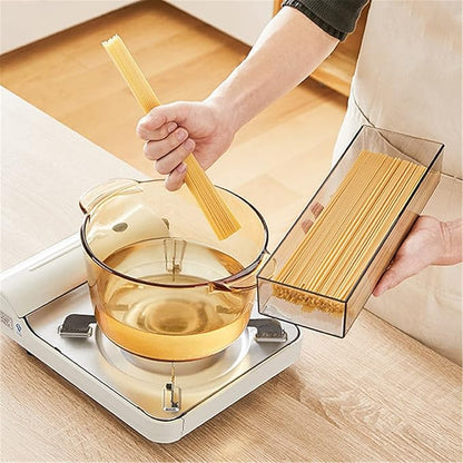 Hanobe Pasta Containers for Pantry Large Spaghetti & Noodle & Lasagna Canister 3 Pcs Clear Grey Rectangular Canister with Lock Lids Durable BPA-free Plastic Food Keeper for Kitchen Cabinet