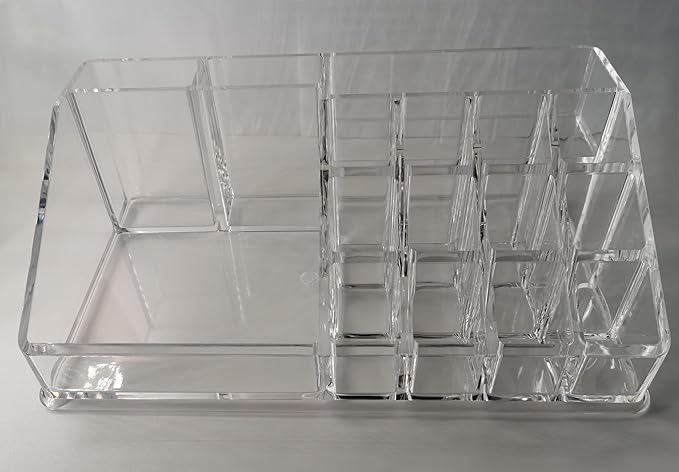 Series Model HZ-05 Acrylic Makeup Organizer, Clear Cosmetic Storage Display, Multi-Compartment Holder for Lipstick, Nail Polish, Brushes