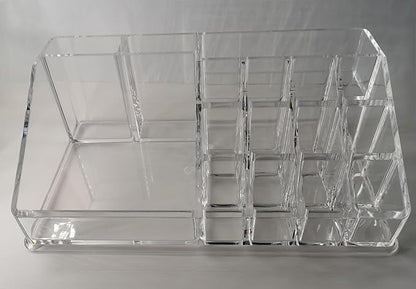 Series Model HZ-05 Acrylic Makeup Organizer, Clear Cosmetic Storage Display, Multi-Compartment Holder for Lipstick, Nail Polish, Brushes