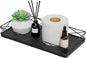 Lixple Toilet Paper Basket Holder, 13" Toilet Tank Tray, Wood and Metal Toilet Tray Vanity Organizer Bathroom Tray, Kitchen Sink Organizer for Soap Dispenser (Black)