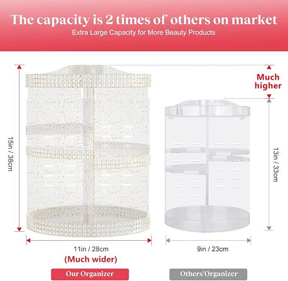 Awenia Makeup Organizer 360-Degree Rotating, Adjustable Makeup Storage, 7 Layers Large Capacity Cosmetic Storage Unit, Fits Different Types of Cosmetics and Accessories, Plus Size with Makeup Bag