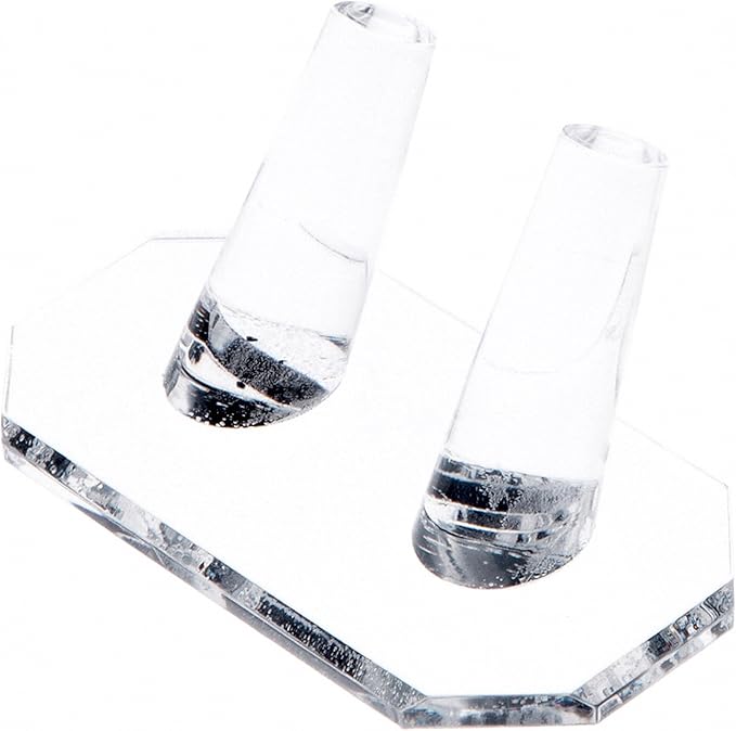 Plymor Clear Acrylic Ring Finger Display, Double, 3.75" W x 2.25" D x 1.75" H