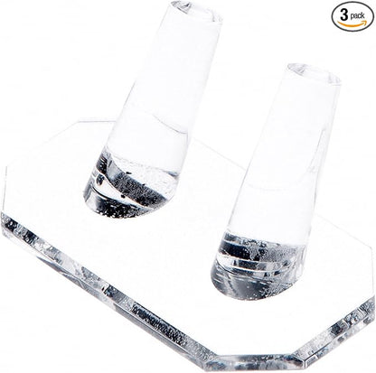 Plymor Clear Acrylic Ring Finger Display, Double, 3.75" W x 2.25" D x 1.75" H (3 Pack)
