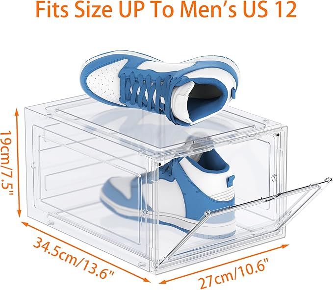 HOMIDEC Shoe Storage, 8 Pack Shoe Organizer Clear Hard Plastic Shoe Box, Shoe Boxes Clear Plastic Stackable, Shoe Boxes with Lids for Size 13