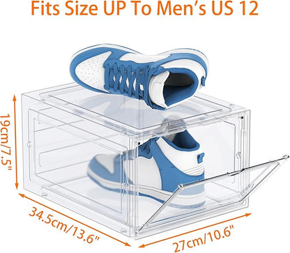 HOMIDEC Shoe Storage, 8 Pack Shoe Organizer Clear Hard Plastic Shoe Box, Shoe Boxes Clear Plastic Stackable, Shoe Boxes with Lids for Size 13