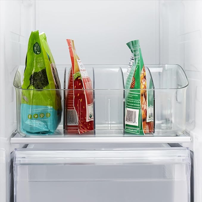 YouCopia FreezeUp Freezer Bin 12", BPA-Free Fridge Organizer with Adjustable Dividers and Handle for Frozen Food and Leftovers