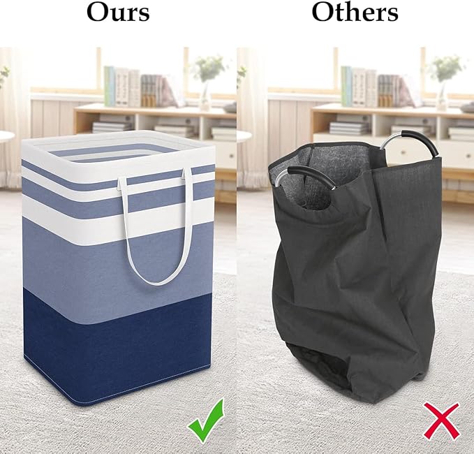 StorageRight Laundry Basket Hamper Large Collapsible Laundry Hamper with Easy Carry Handles，Freestanding Clothes Hampers for Laundry, Bedroom, Dorm, Clothes, Towels, 75L, Gradient Blue