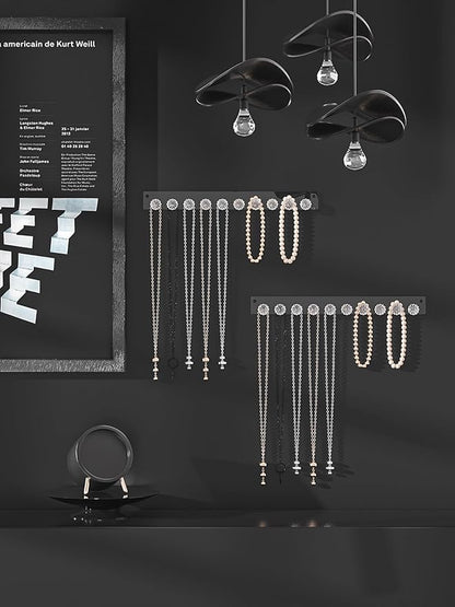 Wall Mounted Hanging Necklace Organizer Holder,Small Necklace Hanger Wall Mount,Acrylic Jewelry Hooks Storage Long Necklace,Closet Hanging Bracelet Display Stand (2)