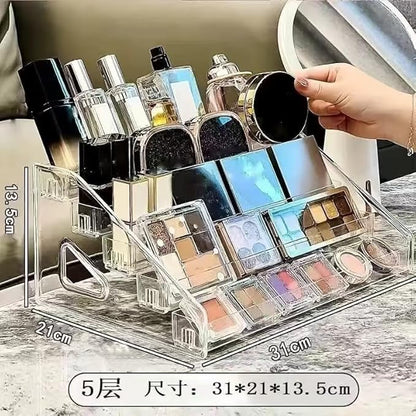 Nail Polish Rack, 5 Tiers Plastic Nail Polish Shelf Storage Organizer Display, Freestanding Makeup Caddy for Sunglasses, Cosmetics (5 Layers)