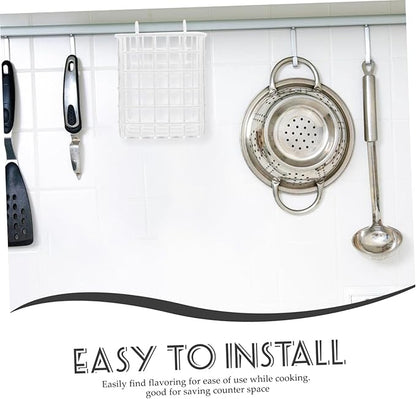 OUNONA Door Wire Basket Organizer for Kitchen and Bathroom Metal Storage Rack Hooks Hanging Cabinet Basket for Pantry and Craft Room Space-Saving Design