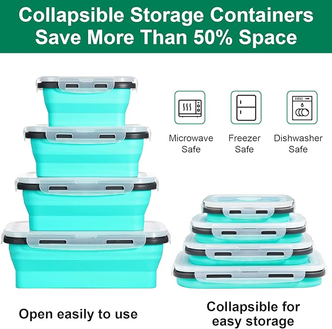 Sudaya 12 Pack Collapsible Food Storage Containers With Lids, Collapsible Storage Containers Sets Silicone Collapsible Bowls For Camping, RV Accessories, Travel Trailer Must
