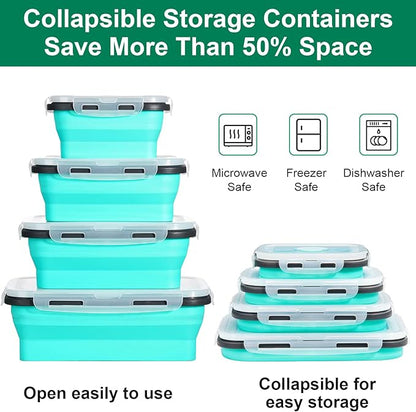 Sudaya 12 Pack Collapsible Food Storage Containers With Lids, Collapsible Storage Containers Sets Silicone Collapsible Bowls For Camping, RV Accessories, Travel Trailer Must