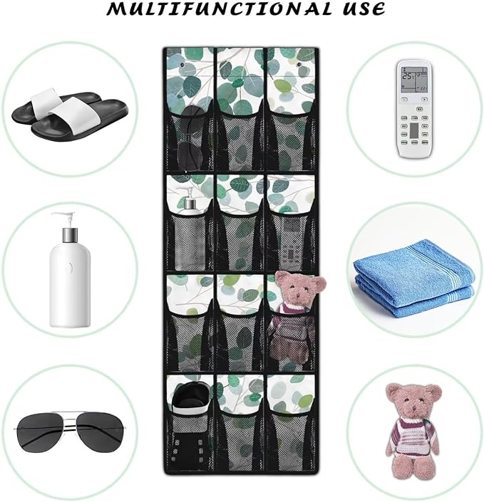 Leaves Over the Door Shoe Organizer,12 Large Breathable Mesh Pockets,Space Saving Hanging Storage Holder,Closet Rack Hanger Hangs on Closets for Shoes,Accessories,Home Essentials