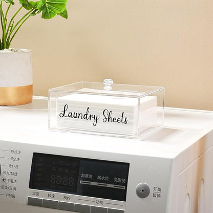 VOTLEVT Acrylic Laundry Detergent Sheets Holder, Laundry Sheets Holder with Lid, Laundry Sheets Container Laundry Room Organizers