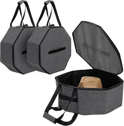 Homaisson 2 Pcs Cowboy Hat Box for Storage Collapsible Sturdy Cowboy Hat Case with Handle for Men and Women Travel Storage Organizer Large Cap Bag for Closet