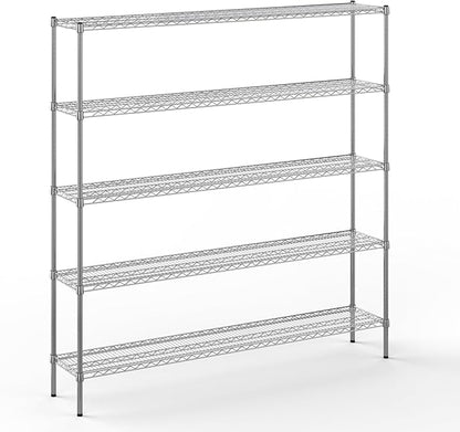 14" Deep x 72" Wide x 74" Height Wire Shelving Kit | 5-Tier | NSF Commercial Storage Rack Unit