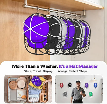 Hat Washer Cage with Mesh Bag – Baseball Cap Cleaner for Washing Machine & Dishwasher, 1 Set (Assembly Required)