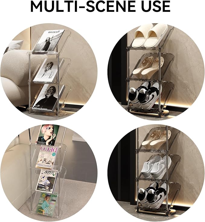YYW Narrow Shoe Rack Vertical Shoes Rack for Entryway Corner Shoe Storage Organizer for Small Spaces Transparently Tall Slim Shoe Shelf for Front Door Entrance Living Room Grey 3 Layers
