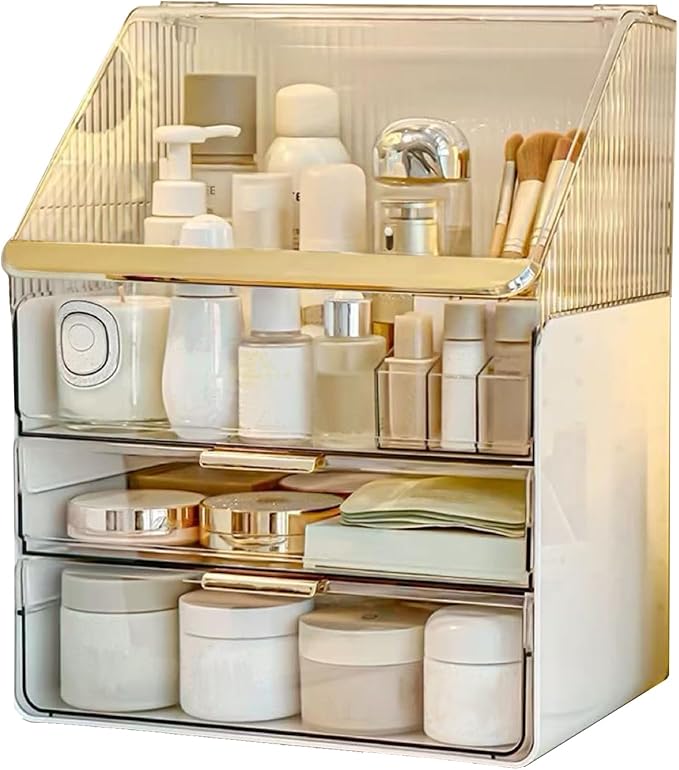 Omeily Large Makeup Organizer Countertop Vanity Organizer Cosmetic Organizer Makeup Storage Box Bathroom Counter Organizer Perfume Skincare Organizers Gift Women Girls Clear Design Easy Visibility