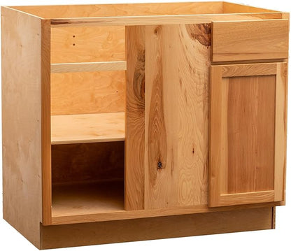 Quicklock RTA (Ready-to-Assemble) | Base Kitchen Cabinets - Shaker Style | Made in America (Rustic Hickory, 39" Wx34.5 Hx24 D Blind Corner)
