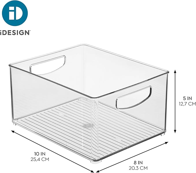 iDesign Stackable Clear Plastic Bin - Kitchen Organizers and Storage for Fridge and Pantry, 2-Pack