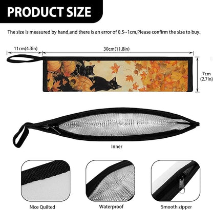 COEQINE Fall Portable Travel Utensil Case Lightweight Cute Black Cats Pumpkin Tanksgiving Themes Portable Travel Knife Fork Spoon Organizer Holder for Picnic Outdoor