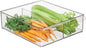 iDesign Divided Plastic Pantry Bin with Front Handle - Set of 2 - Clear - Made in USA