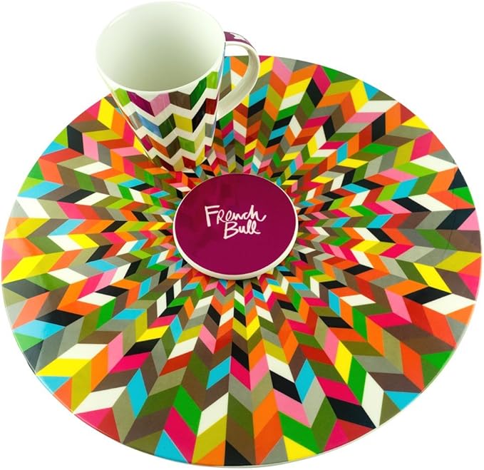 French Bull Lazy Susan Large Melamine Rotating Dinnerware Platter Turntable Table, Serving, Party, Kitchen, Organizing, Pantry, Cabinet, 15-inch, Ziggy