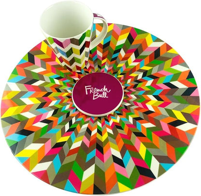 French Bull Lazy Susan Large Melamine Rotating Dinnerware Platter Turntable Table, Serving, Party, Kitchen, Organizing, Pantry, Cabinet, 15-inch, Ziggy