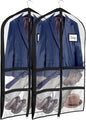 Univivi Clear Garment Bags for Dance Costumes, 40 Inch Dance Costume Garment Bags for Dancers, with 4 Medium Clear Zipper Pockets and 1 Large Back Zippered Pocket (Black, 2 Pack)