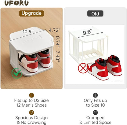 UFORU Small Shoe Rack, 5 Tier Plastic Vertical Shoe Rack for Small and Narrow Spaces, Free Standing Shoe Organizer for Closet, Entryway