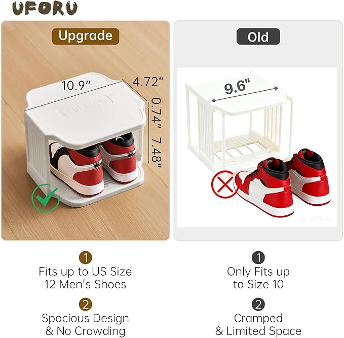 UFORU Small Shoe Rack, 7 Tier Plastic Vertical Shoe Rack for Small and Narrow Spaces, Free Standing Shoe Organizer for Closet, Entryway