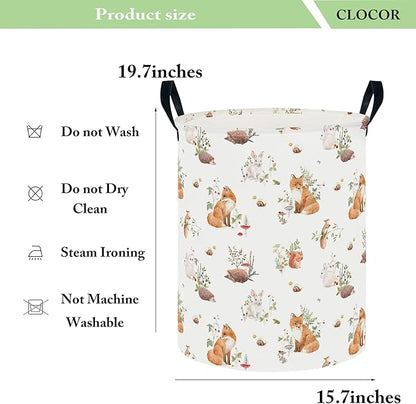 CLOCOR Large Laundry Basket,Waterproof Nursery Hamper,Collapsible Fabric Storage Container,Room Decor,Gift Basket（Watercolor Fox