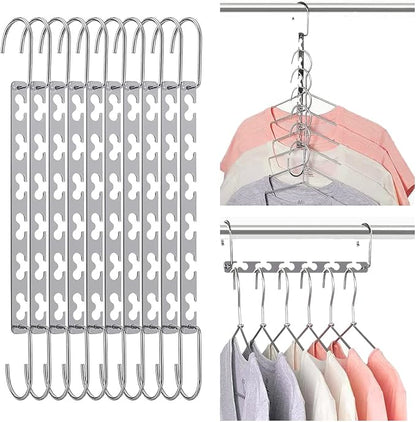 Space Saving Hangers, Shirt Hanger, Metal Hangers for Clothes, Space Saver for Hanging Clothes, Sturdy Metal Wardrobe Organizer, Pack of 10