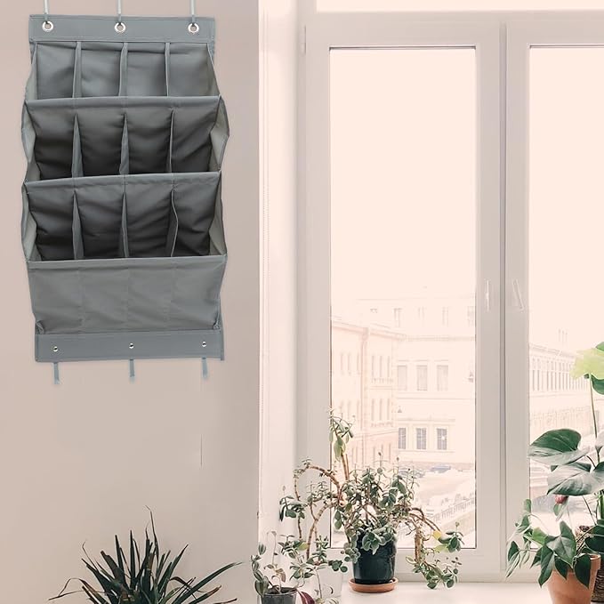 Garneck Multi-layer Wall Hanging Storage Bag over Door Organizer for Shoes Clothes and Essentials No-drill Installation Design Gray