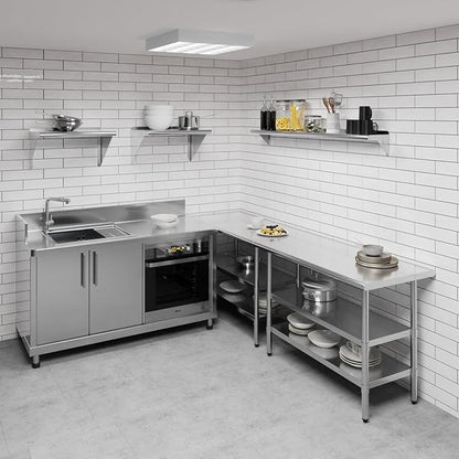 AmGood 8 in. x 60 in. Stainless Steel Wall Shelf | NSF | Metal Shelving | Garage, Laundry, Storage, Utility Room | Restaurant, Commercial Kitchen