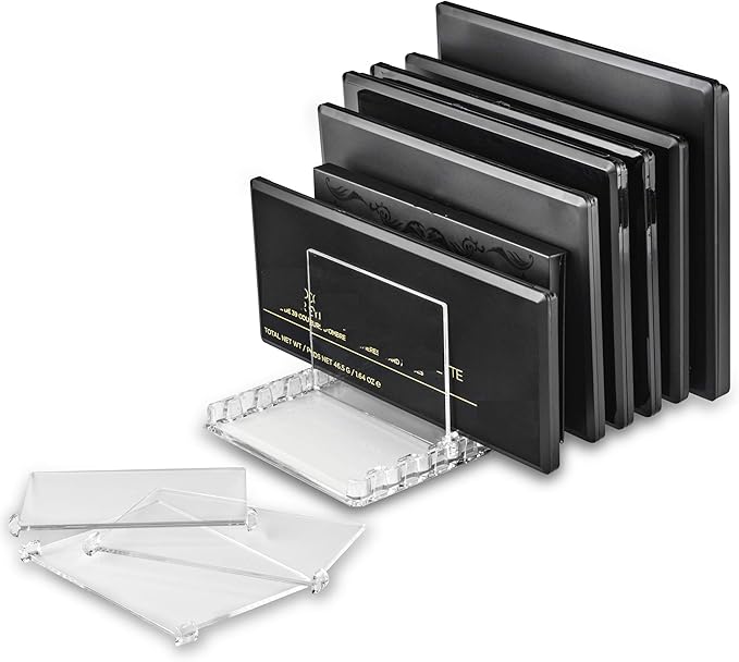 byAlegory Acrylic Makeup Eyeshadow Palette Organizer W/ Removable Dividers | 10 Space Vanity Desk Storage Fits All Palette Sizes - Clear