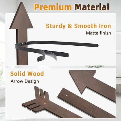 Cowboy Hat Rack Wall Mount, Solid Wood Arrow Design 6 Pieces, Cowboy Hat Holder, Western Decor, Hat Organizer Storage, Hat Hanger Hook for Entryway Closet, Walnut