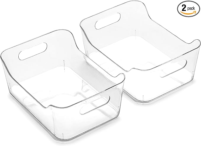 BINO | The SOHO Collection Plastic Storage Bins, X-Small - 2 Pack, Clear | Pantry and Fridge Organizer Containers, Kitchen Cabinet and Medicine Cabinet Bins