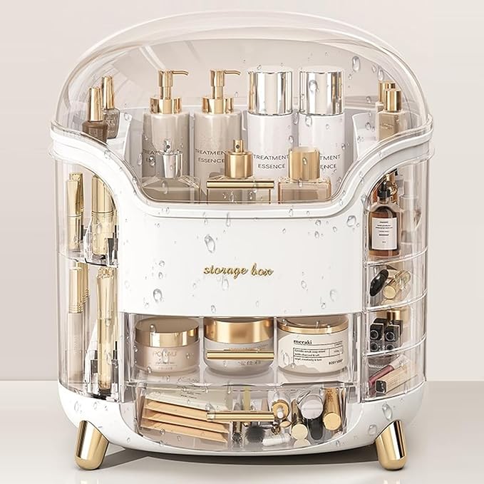 Omeily Large Makeup Organizer Countertop Vanity Organizer Cosmetic Organizer Makeup Storage Box Bathroom Counter Organizer Perfume Skincare Organizers Gift Women Girls Clear Design Easy Visibility