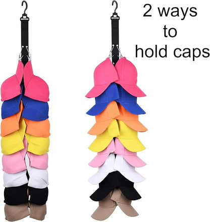 Closet Hanging Cap Organizer, 16 Baseball Cap Rack, Closet Hook Cap Holder Hat Storage Organizer - Keep Hats Cleaner Than a Hat Rack (1 Pack)