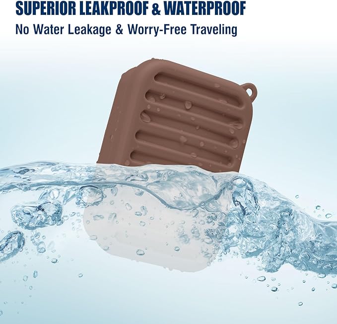 Superior Leak-Proof Silicone Travel Soap Case with Drainage Lid/Layer, Compact Bar Soap Container, Durable Soap Holder for Camping, Gym, and Travel Size Toiletries (Mocha-Mousse)