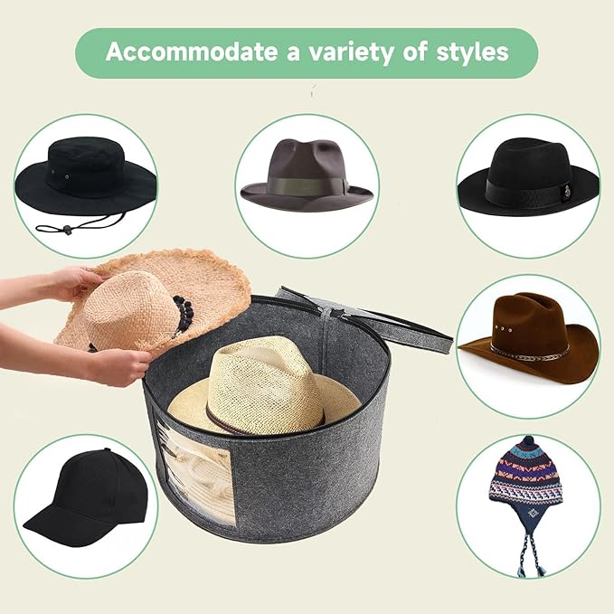 Hat Storage Box,Hat Boxes for Women Storage,Cowboy Hats Holder for Travel,Wide Brims Hat Carrier Case,Stuffed Animal Toy Organizer,Hat Box Closet Organizers and Storage,Hat Boxes for Men