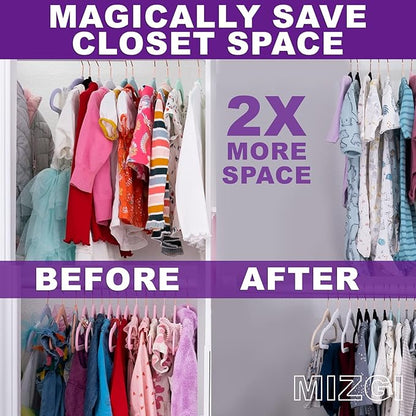 MIZGI Kids Velvet Hangers,Non-Slip Big Kids Hangers,14 Inch Hangers for Youth,Teen Clothes,Pack of 50（Ivory/Rosegold）