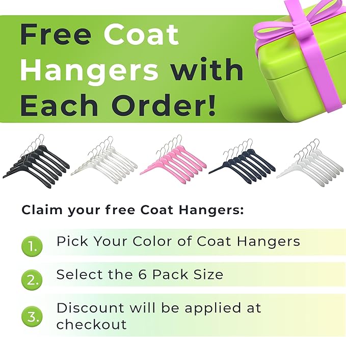 All Hung Up Hangers Plastic Coat Hangers, Clothes Hangers (Pink, 12pk)