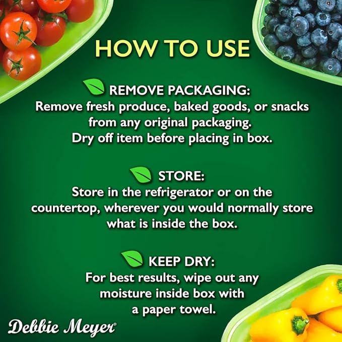 Debbie Meyer UltraLite GreenBox | Reusable Plastic Airtight Food Storage Containers with Lids, Keeps Fruit, Vegetables, Baked Goods Fresh Longer, In Fridges, Travel On-The-Go or Lunch | 32 Piece Set