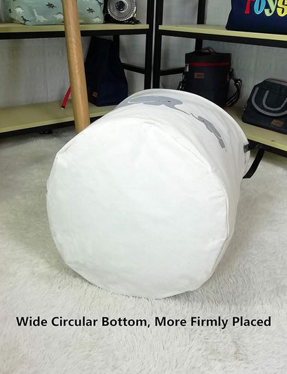 QUEENLALA Large Storage Basket,Laundry Hamper/Bathroom/Home Decor/Collapsible Round Storage Bin,Boys and Girls Hamper/Boxes/Clothing(Parent-child elephant)