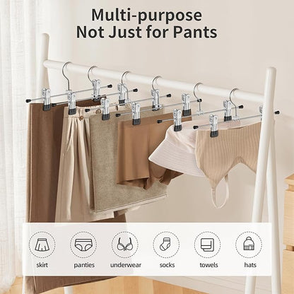 Pants Hangers with Clips: 20 Pack Skirt Hangers for Women Metal Adjustable Trouser Hangers for Jeans Shorts Dress - Black