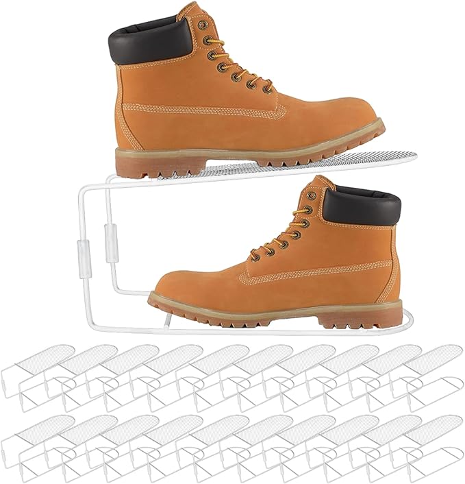20Pack Shoe Slots Organizer Metal Shoe Stacker Shoe Storage Organizers for Closet Space Saver 50% Shoe Rack Holder for a Pair of Shoes (White)