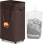 CHICVITA Rolling Laundry Hamper with Wheels, 75L Clothes Hampers for Laundry and Removable Wash Bag, Large Laundry Basket for Living Room, Coffee